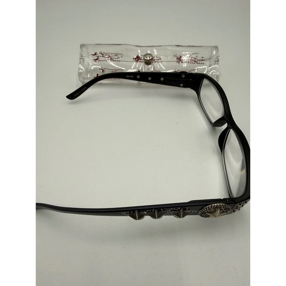 Montana West Reading Glasses Womens +3.00 Black Excellent Western Studded RG-001